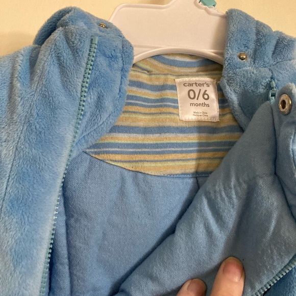 🌞NWOT Carter’s blue Velour Hooded Snowsuit C - Picture 3 of 10